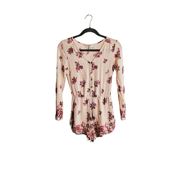 Mimi Chica Romper size Small floral cream long sleeve - Picture 1 of 8